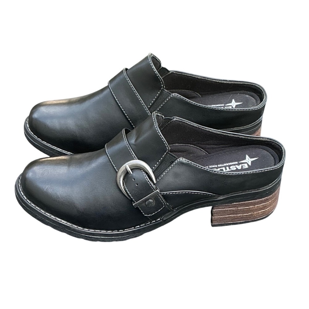 Eastland Erin Black Slip On Mules Buckle Clog Shoes Womens 10W 2236-01